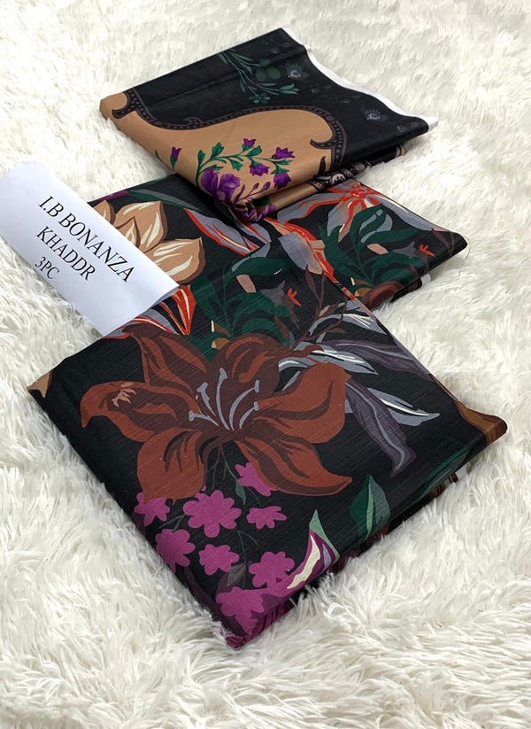 Safina Printed Khaddar 3 Piece (Unstitched) – Shirt, Dupatta & Trouser