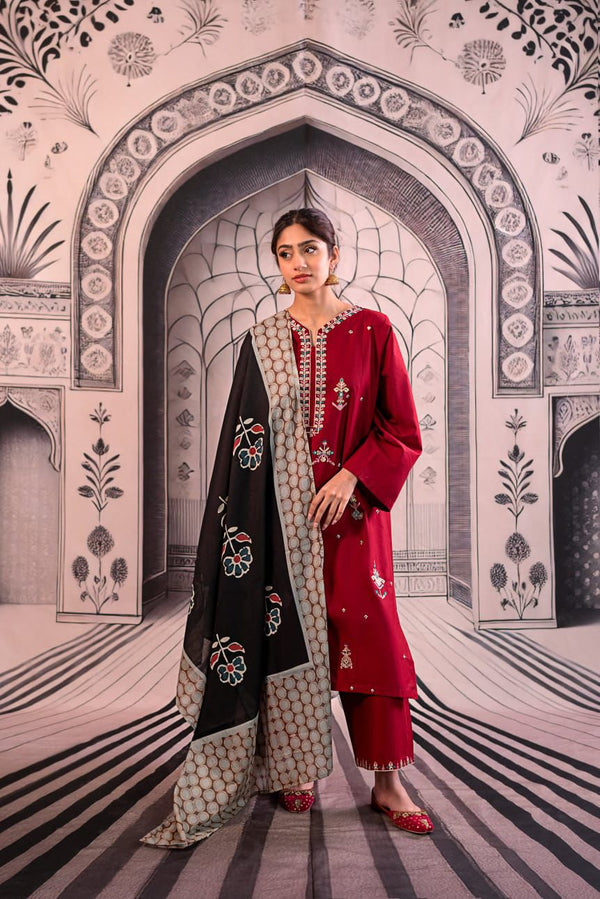Unstitched Luxury Dhanak Heavy Embroidered 3PC Suit